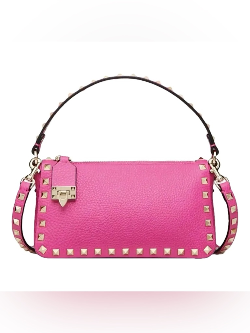 BRAND NEW Valentino Pink Small Rockstud Grainy Calfskin Crossbody Shoulder Bag